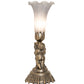 Meyda Lighting Tiffany Pond Lily 13" Antique Brass Twin Cherub Accent Table Lamp With Gray Shade Glass
