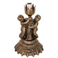 Meyda Lighting Tiffany Pond Lily 13" Antique Brass Twin Cherub Accent Table Lamp With Red & Green Shade Glass