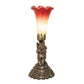 Meyda Lighting Tiffany Pond Lily 13" Antique Brass Twin Cherub Accent Table Lamp With Red & Green Shade Glass