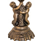 Meyda Lighting Tiffany Pond Lily 13" Antique Brass Twin Cherub Mini Table Lamp With Blue & White Shade Glass