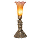 Meyda Lighting Tiffany Pond Lily 13" Antique Brass Twin Cherub Table Lamp With Amber & Purple Shade Glass