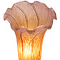 Meyda Lighting Tiffany Pond Lily 13" Antique Brass Twin Cherub Table Lamp With Amber & Purple Shade Glass