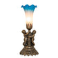 Meyda Lighting Tiffany Pond Lily 13" Antique Brass Twin Cherub Table Lamp With Pink & Blue Shade Glass