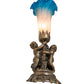 Meyda Lighting Tiffany Pond Lily 13" Antique Brass Twin Cherub Table Lamp With Pink & Blue Shade Glass