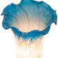 Meyda Lighting Tiffany Pond Lily 13" Antique Brass Twin Cherub Table Lamp With Pink & Blue Shade Glass