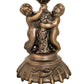 Meyda Lighting Tiffany Pond Lily 13" Antique Brass Twin Cherub Table Lamp With Pink & Blue Shade Glass