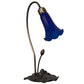Meyda Lighting Tiffany Pond Lily 13739 16" Mahogany Bronze Accent Table Lamp With Blue Shade Glass
