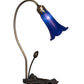 Meyda Lighting Tiffany Pond Lily 13739 16" Mahogany Bronze Accent Table Lamp With Blue Shade Glass