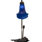 Meyda Lighting Tiffany Pond Lily 13739 16" Mahogany Bronze Accent Table Lamp With Blue Shade Glass