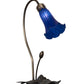 Meyda Lighting Tiffany Pond Lily 13739 16" Mahogany Bronze Accent Table Lamp With Blue Shade Glass