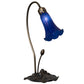 Meyda Lighting Tiffany Pond Lily 13739 16" Mahogany Bronze Accent Table Lamp With Blue Shade Glass