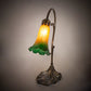 Meyda Lighting Tiffany Pond Lily 15" Antique Brass Accent Table Lamp With Amber & Green Shade Glass