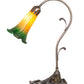 Meyda Lighting Tiffany Pond Lily 15" Antique Brass Accent Table Lamp With Amber & Green Shade Glass