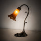 Meyda Lighting Tiffany Pond Lily 15" Antique Brass Accent Table Lamp With Amber Shade Glass