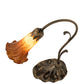 Meyda Lighting Tiffany Pond Lily 15" Antique Brass Accent Table Lamp With Amber Shade Glass