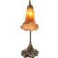 Meyda Lighting Tiffany Pond Lily 15" Antique Brass Accent Table Lamp With Amber Shade Glass