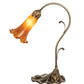 Meyda Lighting Tiffany Pond Lily 15" Antique Brass Accent Table Lamp With Amber Shade Glass