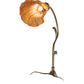 Meyda Lighting Tiffany Pond Lily 15" Antique Brass Accent Table Lamp With Amber Shade Glass