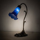 Meyda Lighting Tiffany Pond Lily 15" Antique Brass Accent Table Lamp With Blue Shade Glass
