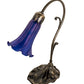 Meyda Lighting Tiffany Pond Lily 15" Antique Brass Accent Table Lamp With Blue Shade Glass