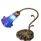 Meyda Lighting Tiffany Pond Lily 15" Antique Brass Accent Table Lamp With Blue Shade Glass