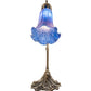Meyda Lighting Tiffany Pond Lily 15" Antique Brass Accent Table Lamp With Blue Shade Glass