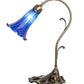 Meyda Lighting Tiffany Pond Lily 15" Antique Brass Accent Table Lamp With Blue Shade Glass