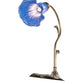 Meyda Lighting Tiffany Pond Lily 15" Antique Brass Accent Table Lamp With Blue Shade Glass