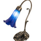 Meyda Lighting Tiffany Pond Lily 15" Antique Brass Accent Table Lamp With Blue Shade Glass