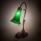 Meyda Lighting Tiffany Pond Lily 15" Antique Brass Accent Table Lamp With Green Shade Glass