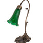 Meyda Lighting Tiffany Pond Lily 15" Antique Brass Accent Table Lamp With Green Shade Glass