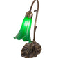 Meyda Lighting Tiffany Pond Lily 15" Antique Brass Accent Table Lamp With Green Shade Glass