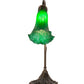 Meyda Lighting Tiffany Pond Lily 15" Antique Brass Accent Table Lamp With Green Shade Glass