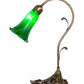 Meyda Lighting Tiffany Pond Lily 15" Antique Brass Accent Table Lamp With Green Shade Glass