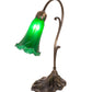 Meyda Lighting Tiffany Pond Lily 15" Antique Brass Accent Table Lamp With Green Shade Glass
