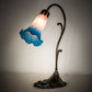 Meyda Lighting Tiffany Pond Lily 15" Antique Brass Accent Table Lamp With Pink & Blue Shade Glass