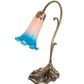 Meyda Lighting Tiffany Pond Lily 15" Antique Brass Accent Table Lamp With Pink & Blue Shade Glass