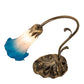 Meyda Lighting Tiffany Pond Lily 15" Antique Brass Accent Table Lamp With Pink & Blue Shade Glass