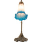 Meyda Lighting Tiffany Pond Lily 15" Antique Brass Accent Table Lamp With Pink & Blue Shade Glass