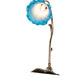 Meyda Lighting Tiffany Pond Lily 15" Antique Brass Accent Table Lamp With Pink & Blue Shade Glass