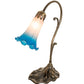 Meyda Lighting Tiffany Pond Lily 15" Antique Brass Accent Table Lamp With Pink & Blue Shade Glass