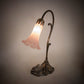 Meyda Lighting Tiffany Pond Lily 15" Antique Brass Accent Table Lamp With Pink Shade Glass