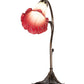 Meyda Lighting Tiffany Pond Lily 15" Antique Brass Accent Table Lamp With Red & Green Shade Glass