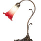 Meyda Lighting Tiffany Pond Lily 15" Antique Brass Accent Table Lamp With Red & Green Shade Glass