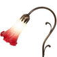 Meyda Lighting Tiffany Pond Lily 15" Antique Brass Accent Table Lamp With Red & Green Shade Glass