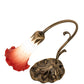 Meyda Lighting Tiffany Pond Lily 15" Antique Brass Accent Table Lamp With Red & White Shade Glass