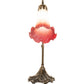 Meyda Lighting Tiffany Pond Lily 15" Antique Brass Accent Table Lamp With Red & White Shade Glass