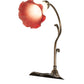 Meyda Lighting Tiffany Pond Lily 15" Antique Brass Accent Table Lamp With Red & White Shade Glass