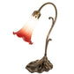 Meyda Lighting Tiffany Pond Lily 15" Antique Brass Accent Table Lamp With Red & White Shade Glass