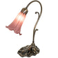 Meyda Lighting Tiffany Pond Lily 15" Antique Brass Accent Table Lamp With Violet Shade Glass